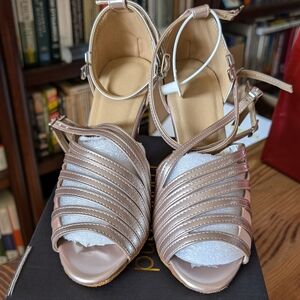 DS Women's Satin Ballroom Dance Shoes, Size 6, Flesh Pink, 4 inch Heel